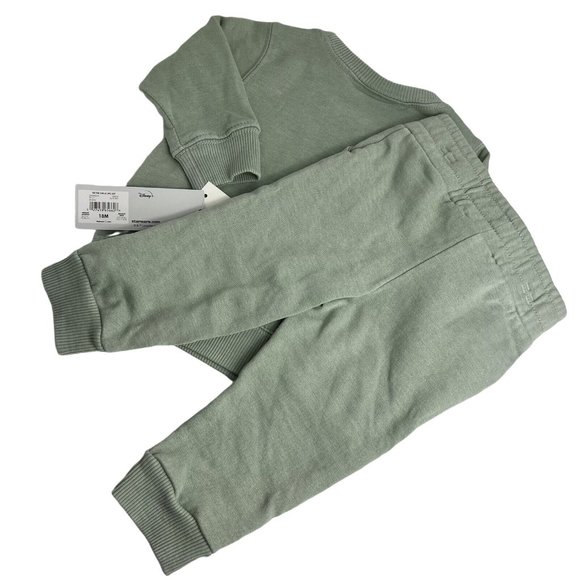 Star Wars 2 Pieces Jogger Set 18 Months Sweater Pants Baby Yoda Grogu Green New - Picture 2 of 12